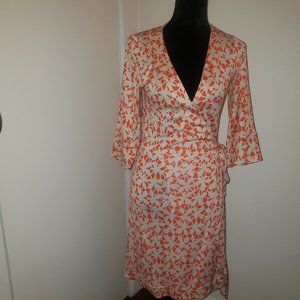 DVF orange and white printwrap dress